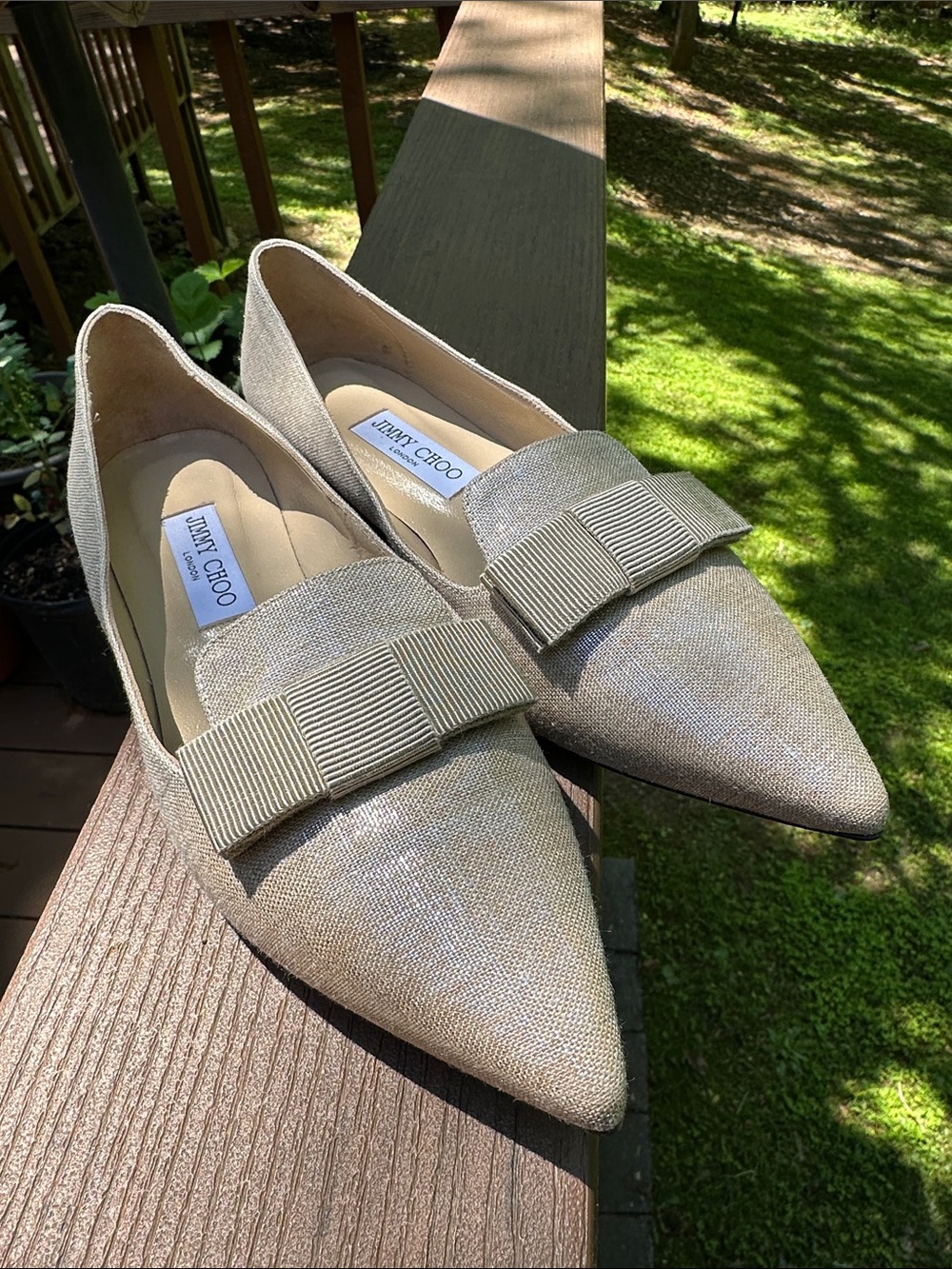 JIMMY CHOO Gala Pointed Toe Flat Beige 40/9